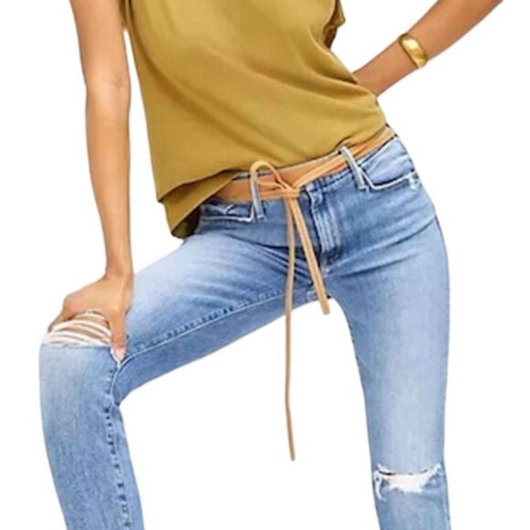 Mother Women's High Waisted Ankle Fray Distressed Jeans Size 30 Blue - Picture 1 of 12